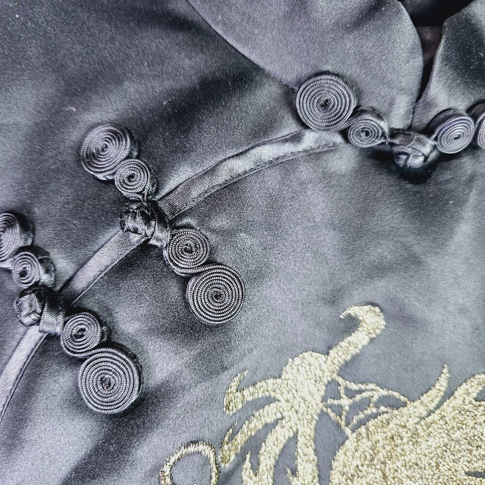 Vintage Y2K Ancient Moods Chinese Cheongsam Qipao Gold Dragon Embroidery Dress - Picture 5 of 8